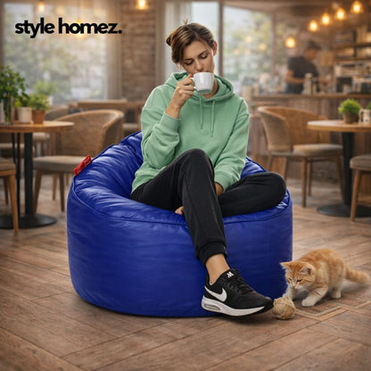 Style Homez Modern Mooda Rocker Lounger Bean Bag XXL Size Royal Blue Color Premium Leatherette Filled with Beans Fillers