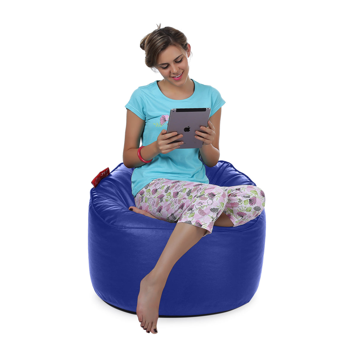 Style Homez Modern Mooda Rocker Lounger Bean Bag XXL Size Royal Blue Color Premium Leatherette Filled with Beans Fillers