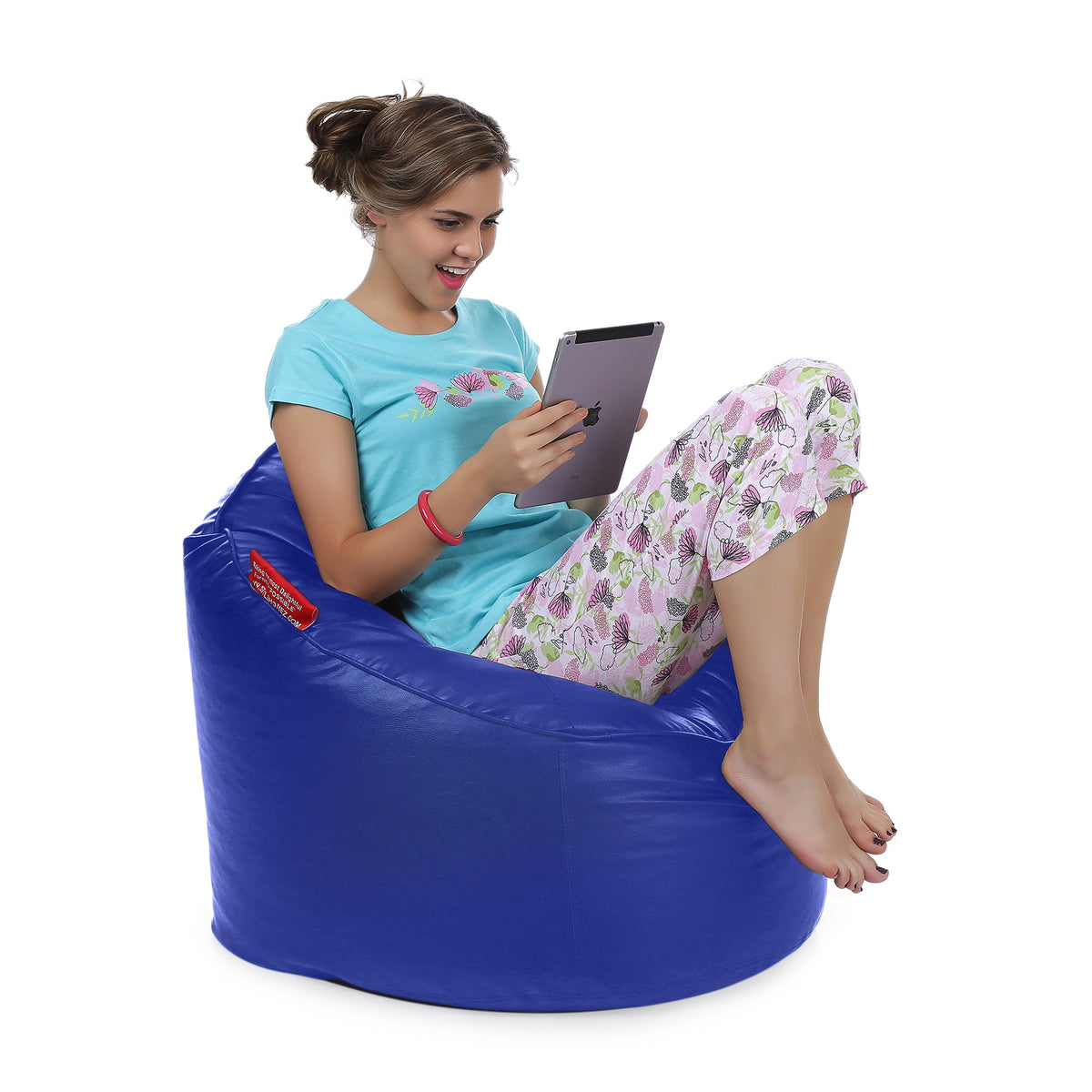 Style Homez Modern Mooda Rocker Lounger Bean Bag XXL Size Royal Blue Color Premium Leatherette Filled with Beans Fillers