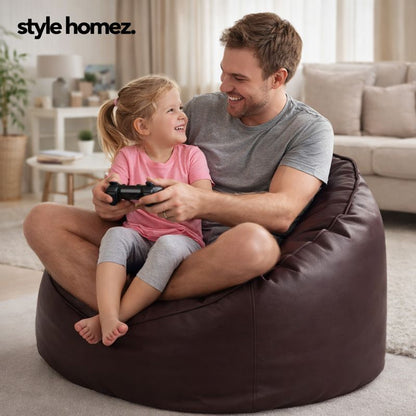 Style Homez Modern Mooda Rocker Lounger Bean Bag XXL Size Chocolate Brown Color Premium Leatherette Filled with Beans Fillers