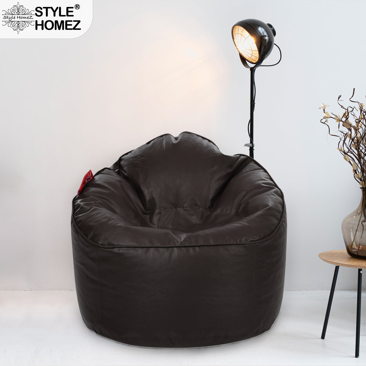 Style Homez Modern Mooda Rocker Lounger Bean Bag XXL Size Chocolate Brown Color Premium Leatherette Filled with Beans Fillers
