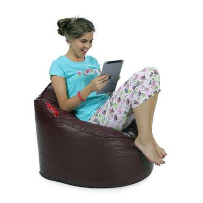 Style Homez Modern Mooda Rocker Lounger Bean Bag XXL Size Chocolate Brown Color Premium Leatherette Filled with Beans Fillers