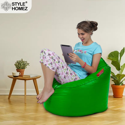 Style Homez Modern Mooda Rocker Lounger Bean Bag XXL Size Green Color Premium Leatherette Filled with Beans Fillers