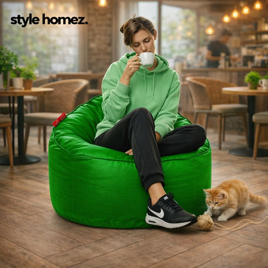 Style Homez Premium Leatherette Mooda Rocker Lounger Bean Bag XXL Size Green Color Cover Only