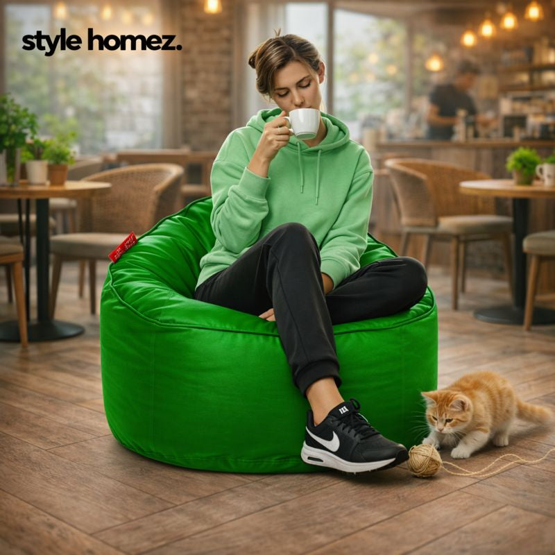 Style Homez Modern Mooda Rocker Lounger Bean Bag XXL Size Green Color Premium Leatherette Filled with Beans Fillers