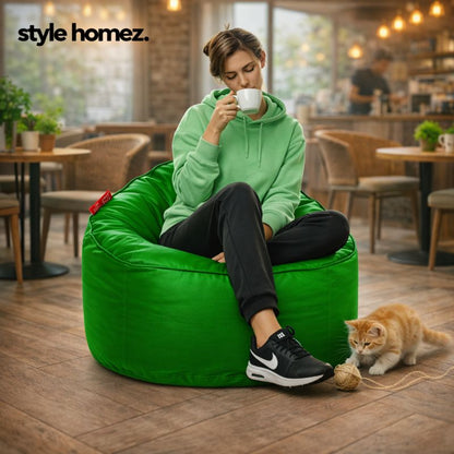 Style Homez Modern Mooda Rocker Lounger Bean Bag XXL Size Green Color Premium Leatherette Filled with Beans Fillers