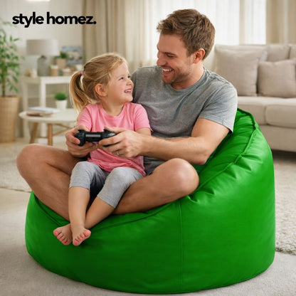 Style Homez Modern Mooda Rocker Lounger Bean Bag XXL Size Green Color Premium Leatherette Filled with Beans Fillers