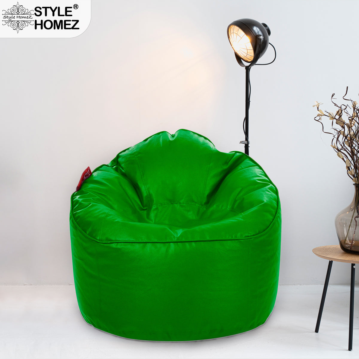 Style Homez Modern Mooda Rocker Lounger Bean Bag XXL Size Green Color Premium Leatherette Filled with Beans Fillers