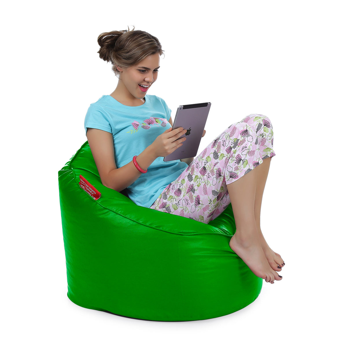 Style Homez Modern Mooda Rocker Lounger Bean Bag XXL Size Green Color Premium Leatherette Filled with Beans Fillers