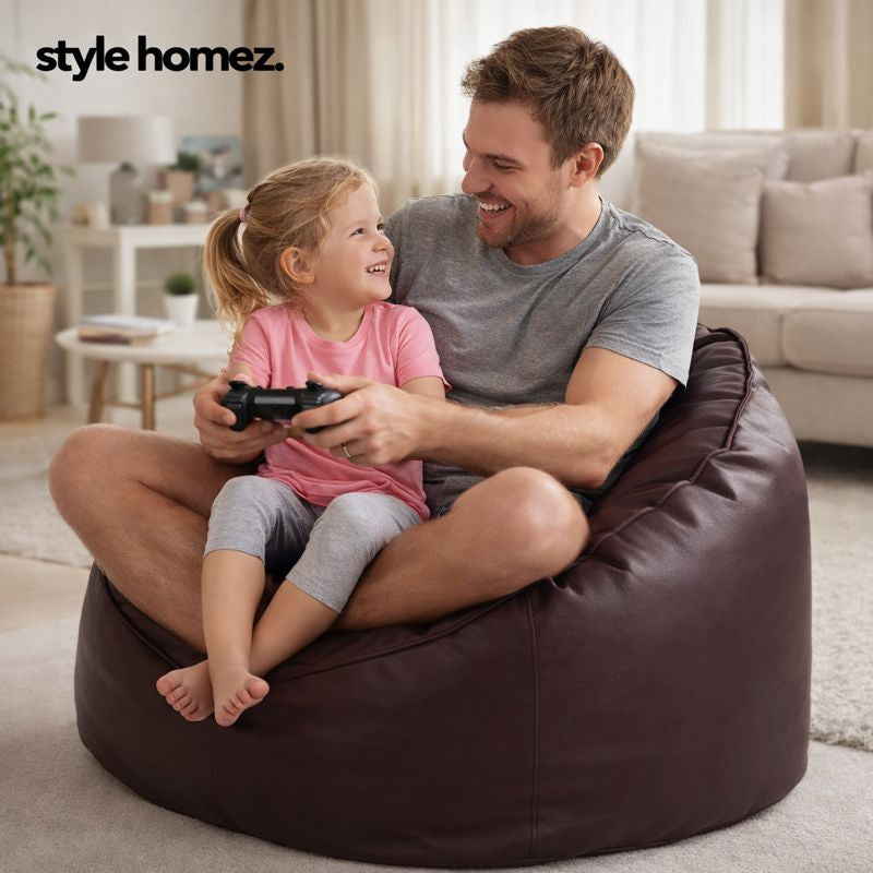 Style Homez Modern Mooda Rocker Lounger Bean Bag XXL Size Maroon Color Premium Leatherette Filled with Beans Fillers