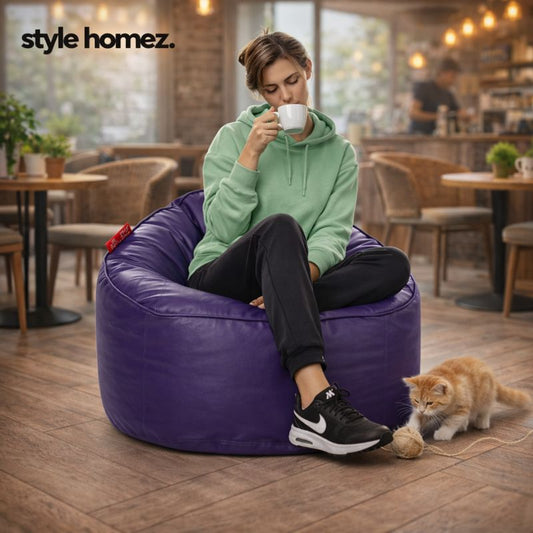 Style Homez Modern Mooda Rocker Lounger Bean Bag XXL Size Purple Color Premium Leatherette Filled with Beans Fillers