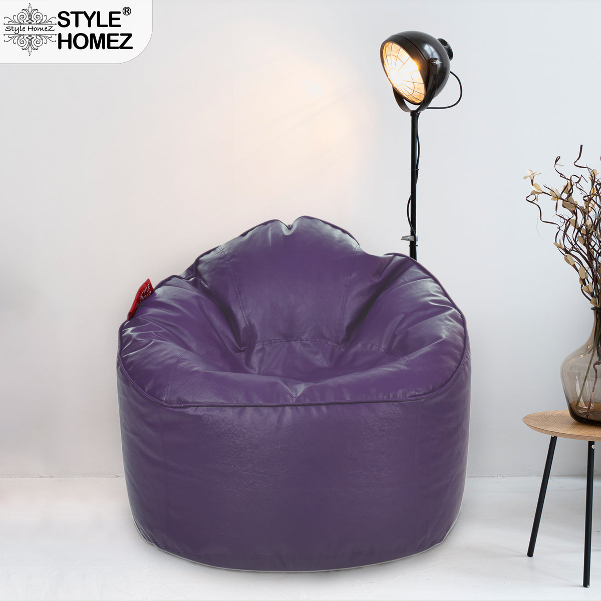 Style Homez Modern Mooda Rocker Lounger Bean Bag XXL Size Purple Color Premium Leatherette Filled with Beans Fillers