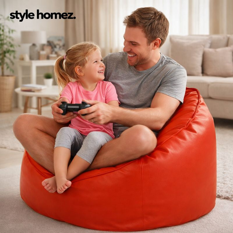 Style Homez Modern Mooda Rocker Lounger Bean Bag XXL Size Red Color Premium Leatherette Filled with Beans Fillers