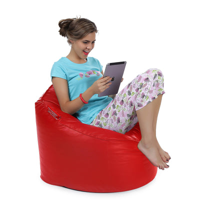 Style Homez Modern Mooda Rocker Lounger Bean Bag XXL Size Red Color Premium Leatherette Filled with Beans Fillers