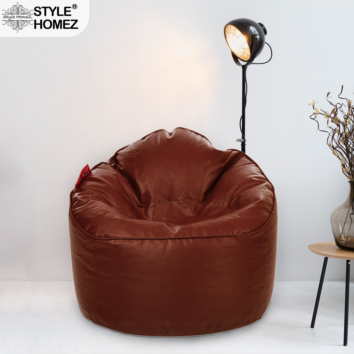 Style Homez Modern Mooda Rocker Lounger Bean Bag XXL Size Tan Color Premium Leatherette Filled with Beans Fillers