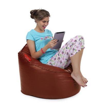 Style Homez Modern Mooda Rocker Lounger Bean Bag XXL Size Tan Color Premium Leatherette Filled with Beans Fillers