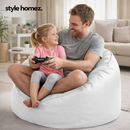 Style Homez Modern Mooda Rocker Lounger Bean Bag XXL Size Elegant White Color Premium Leatherette Filled with Beans Fillers