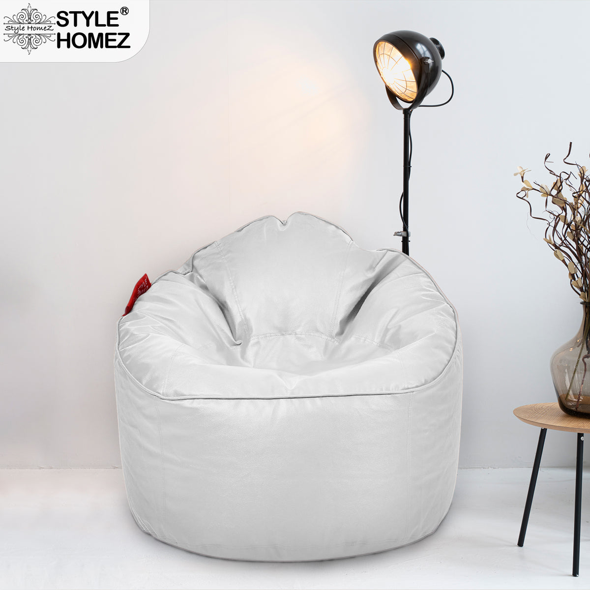 Style Homez Modern Mooda Rocker Lounger Bean Bag XXL Size Elegant White Color Premium Leatherette Filled with Beans Fillers