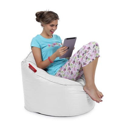 Style Homez Modern Mooda Rocker Lounger Bean Bag XXL Size Elegant White Color Premium Leatherette Filled with Beans Fillers
