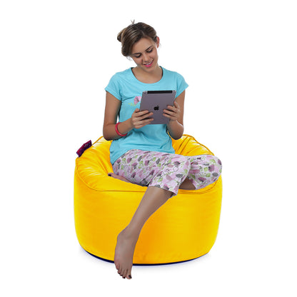 Style Homez Modern Mooda Rocker Lounger Bean Bag XXL Size Yellow Color Premium Leatherette Filled with Beans Fillers