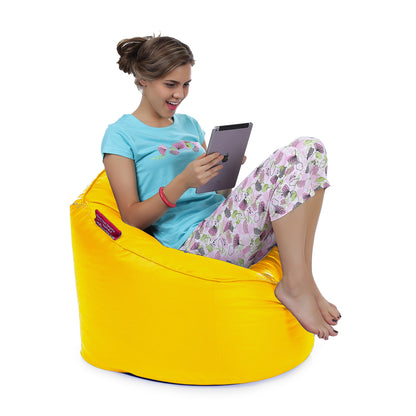 Style Homez Modern Mooda Rocker Lounger Bean Bag XXL Size Yellow Color Premium Leatherette Filled with Beans Fillers