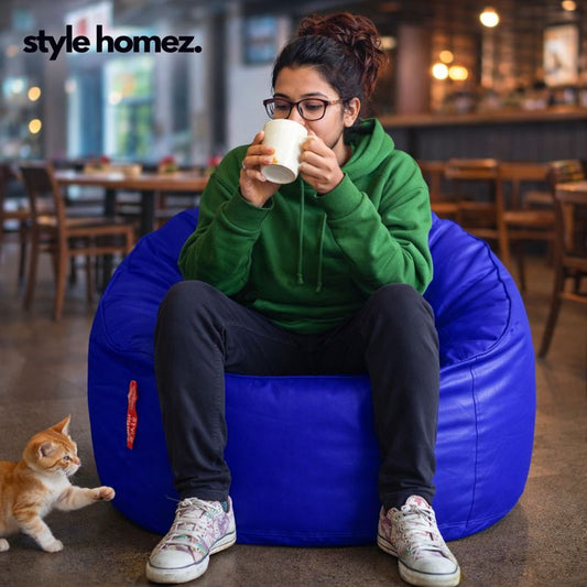 Style Homez Modern Mooda Rocker Lounger Bean Bag XXXL Size Royal Blue Color Premium Leatherette Filled with Beans Fillers