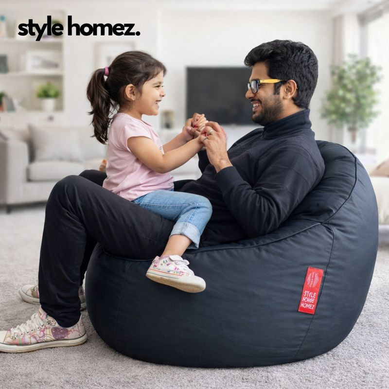 Style Homez Modern Mooda Rocker Lounger Bean Bag XXXL Size Grey Color Premium Leatherette Filled with Beans Fillers