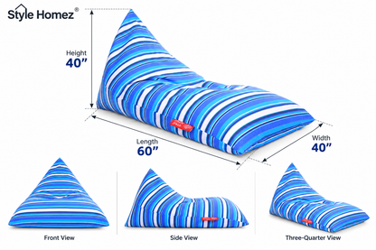 Style Homez PYRAMID LOUNGE, Cotton Canvas Stripes Printed Bean Bag XXL Size Cover Only