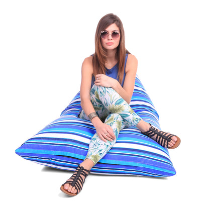 Style Homez PYRAMID LOUNGE, Cotton Canvas Stripes Printed Bean Bag XXL Size Cover Only