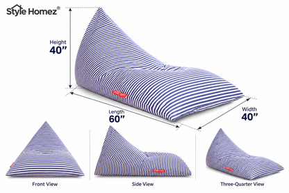 Style Homez PYRAMID LOUNGE, Cotton Canvas Stripes Printed Bean Bag XXL Size Cover Only