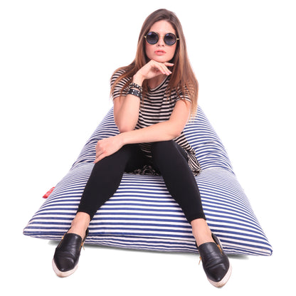 Style Homez PYRAMID LOUNGE, Cotton Canvas Stripes Printed Bean Bag XXL Size Cover Only