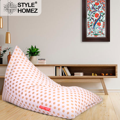 Style Homez PYRAMID LOUNGE, Cotton Canvas Polka Dots Printed Bean Bag XXL Size Cover Only