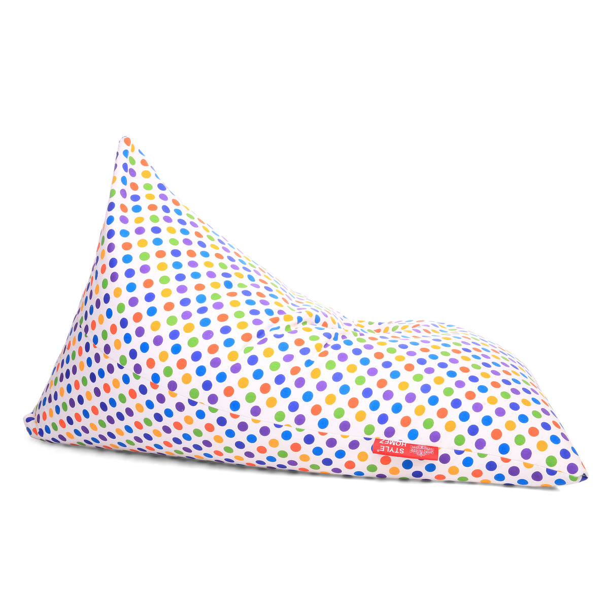 Style Homez PYRAMID LOUNGE, Cotton Canvas Polka Dots Printed Bean Bag XXL Size Filled with Beans Fillers