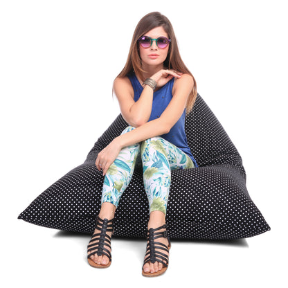 Style Homez PYRAMID LOUNGE, Cotton Canvas Polka Dots Printed Bean Bag XXL Size Cover Only