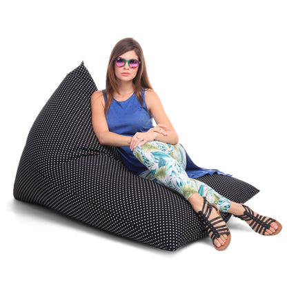 Style Homez PYRAMID LOUNGE, Cotton Canvas Polka Dots Printed Bean Bag XXL Size Cover Only