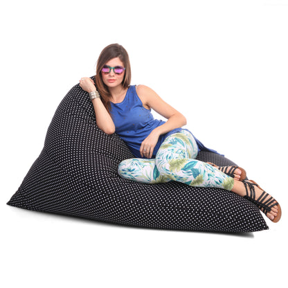 Style Homez PYRAMID LOUNGE, Cotton Canvas Polka Dots Printed Bean Bag XXL Size Cover Only
