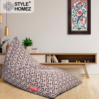 Style Homez PYRAMID LOUNGE, Cotton Canvas Geometric Printed Bean Bag XXL Size Cover Only