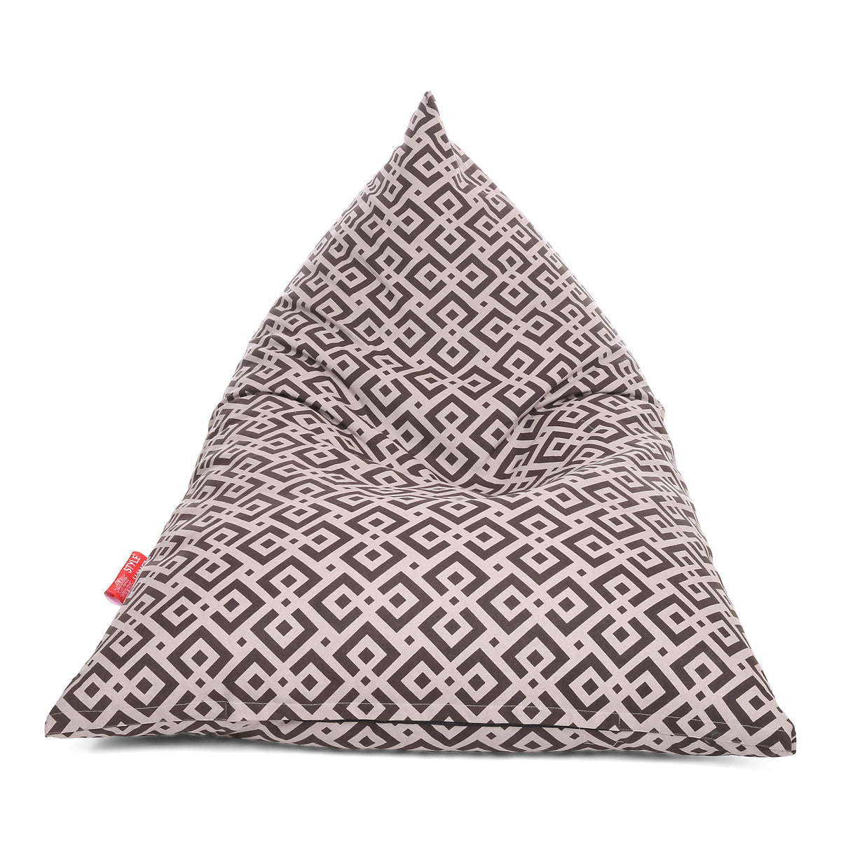 Style Homez PYRAMID LOUNGE, Cotton Canvas Geometric Printed Bean Bag XXL Size Filled with Beans Fillers