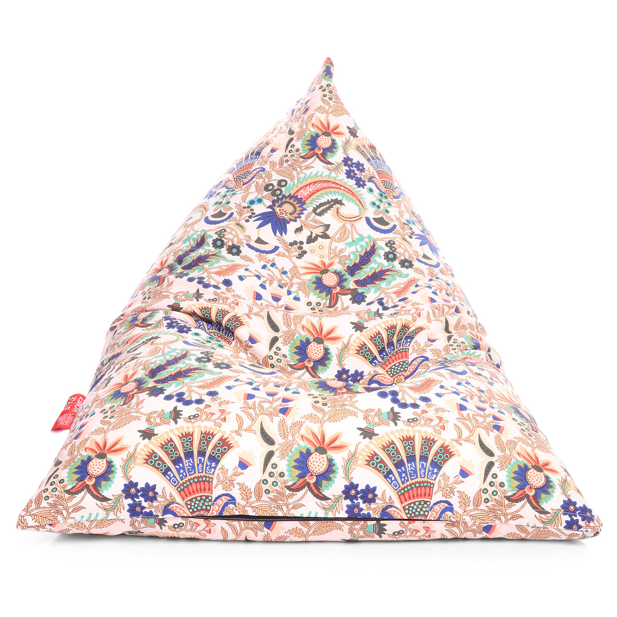 Style Homez PYRAMID LOUNGE, Cotton Canvas Floral Printed Bean Bag XXL Size Filled with Beans Fillers