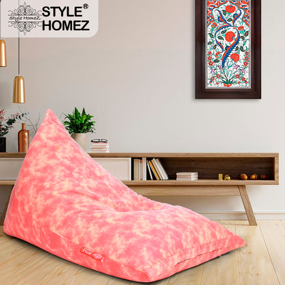 Style Homez PYRAMID LOUNGE, Cotton Canvas Abstract Printed Bean Bag XXL Size Filled with Beans Fillers