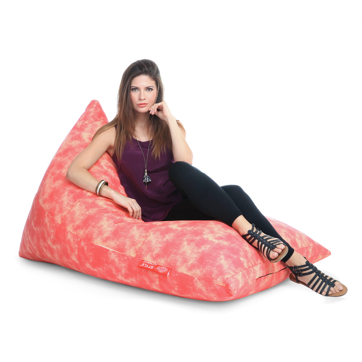 Style Homez PYRAMID LOUNGE, Cotton Canvas Abstract Printed Bean Bag XXL Size Cover Only