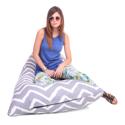 Style Homez PYRAMID LOUNGE, Cotton Canvas Stripes Printed Bean Bag XXL Size Cover Only