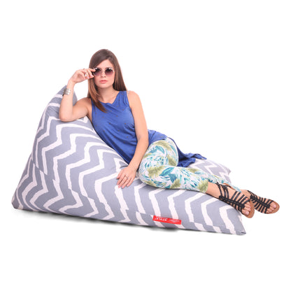 Style Homez PYRAMID LOUNGE, Cotton Canvas Stripes Printed Bean Bag XXL Size Cover Only
