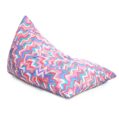 Style Homez PYRAMID LOUNGE, Cotton Canvas Geometric Printed Bean Bag XXL Size Filled with Beans Fillers