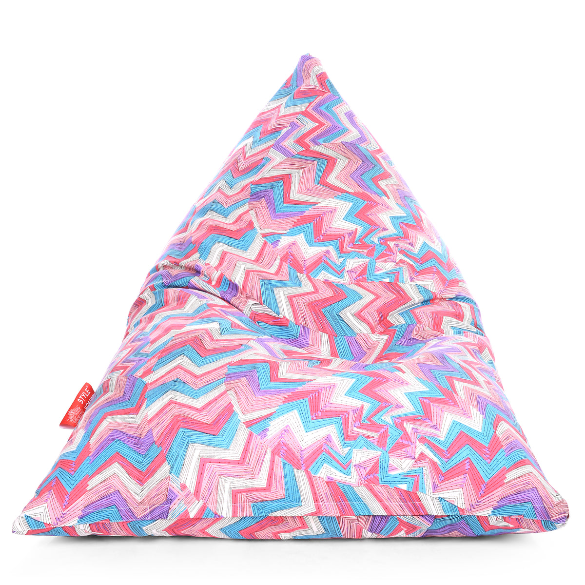 Style Homez PYRAMID LOUNGE, Cotton Canvas Geometric Printed Bean Bag XXL Size Filled with Beans Fillers