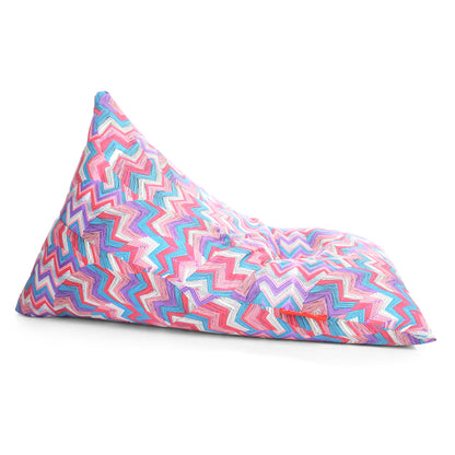 Style Homez PYRAMID LOUNGE, Cotton Canvas Geometric Printed Bean Bag XXL Size Filled with Beans Fillers