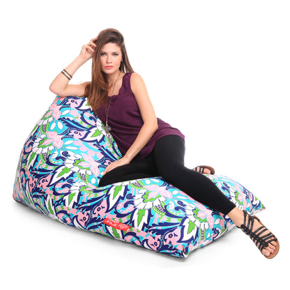 Style Homez PYRAMID LOUNGE, Cotton Canvas Floral Printed Bean Bag XXL Size Cover Only