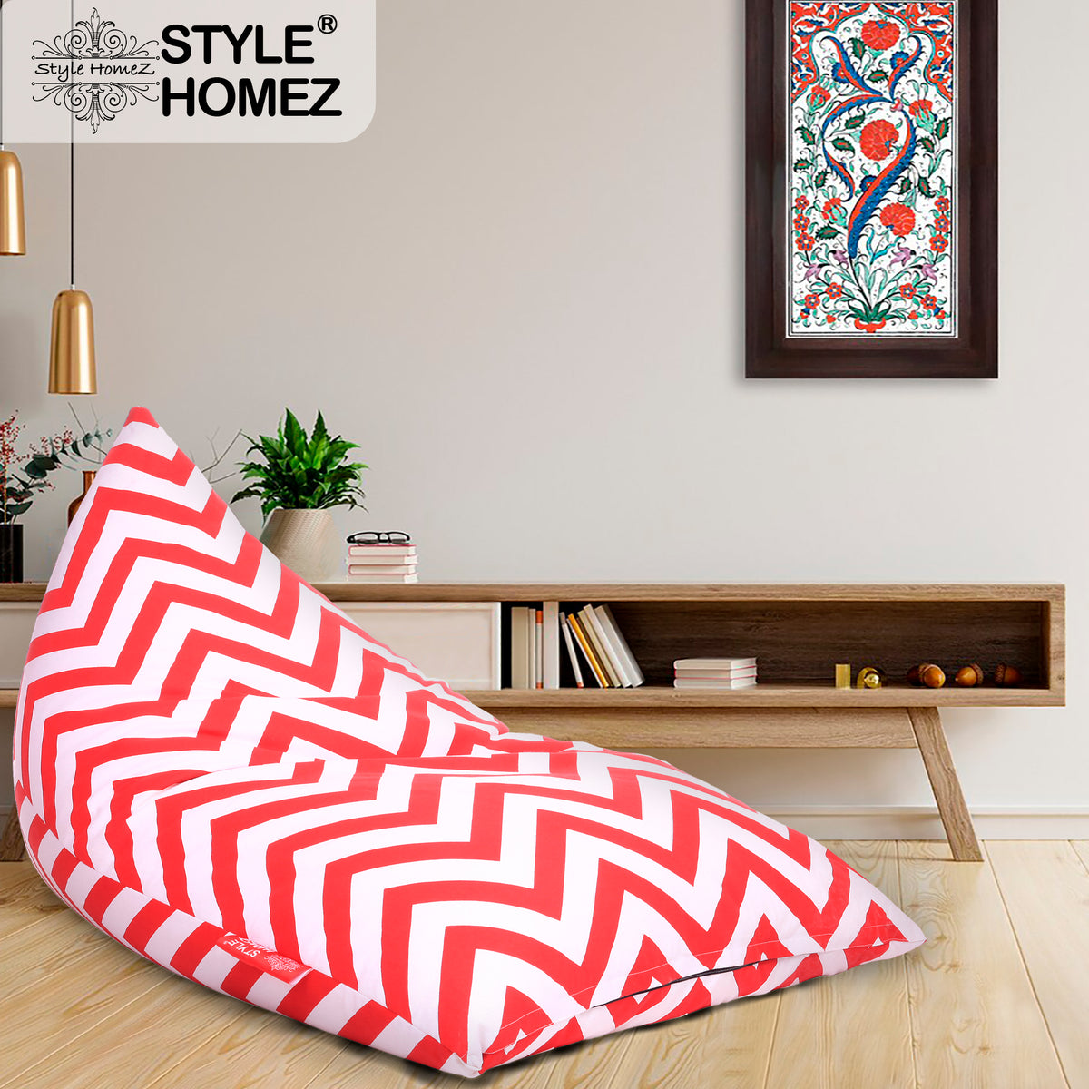 Style Homez PYRAMID LOUNGE, Cotton Canvas Stripes Printed Bean Bag XXL Size Cover Only