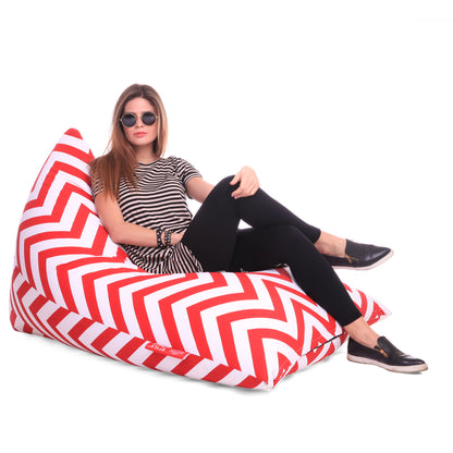 Style Homez PYRAMID LOUNGE, Cotton Canvas Stripes Printed Bean Bag XXL Size Cover Only