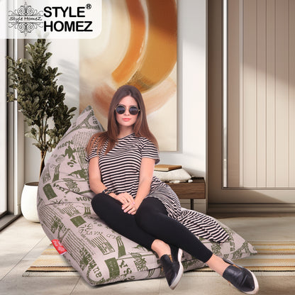 Style Homez PYRAMID LOUNGE, Cotton Canvas Abstract Printed Bean Bag XXL Size Cover Only